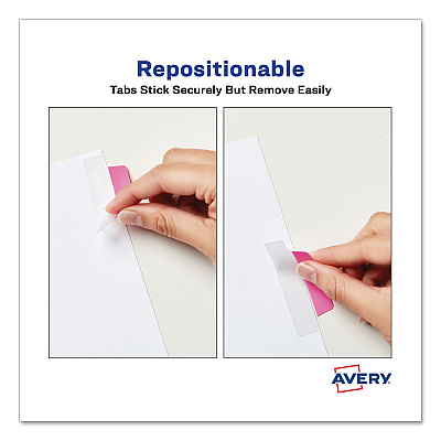 Avery Ultra Tabs Repositionable Tabs, Margin Tabs: 2.5" x 1", 1/5-Cut, Assorted Neon Colors, 24/Pack (AVE74767)