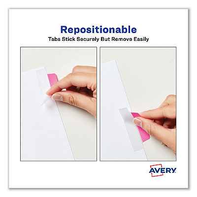 Avery Ultra Tabs Repositionable Tabs, Margin Tabs: 2.5" x 1", 1/5-Cut, Assorted Neon Colors, 48/Pack (AVE74865)