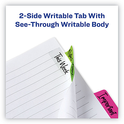 Avery Ultra Tabs Repositionable Tabs, Margin Tabs: 2.5" x 1", 1/5-Cut, Assorted Neon Colors, 48/Pack (AVE74865)