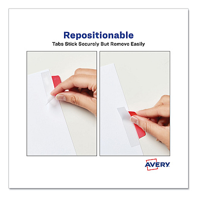 Avery Ultra Tabs Repositionable Tabs, Margin Tabs: 2.5" x 1", 1/5-Cut, Assorted Colors, 48/Pack (AVE74866)