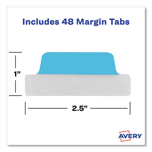 Avery Ultra Tabs Repositionable Tabs, Margin Tabs: 2.5" x 1", 1/5-Cut, Assorted Colors, 48/Pack (74866)