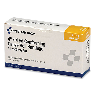 PhysiciansCare by First Aid Only First Aid Conforming Gauze Bandage, Non-Sterile, 4" Wide (FAO51018)