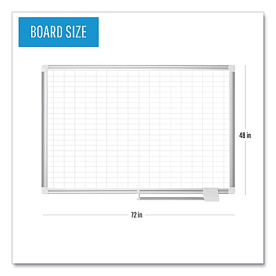 MasterVision Gridded Magnetic Steel Dry Erase Planning Board, 1 x 2 Grid, 72 x 48, White Surface, Silver Aluminum Frame (BVCMA2792830)
