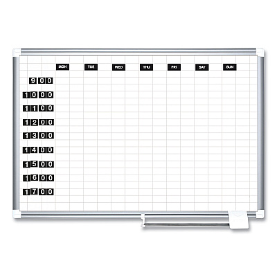 MasterVision Gridded Magnetic Steel Dry Erase Planning Board, 1 x 2 Grid, 72 x 48, White Surface, Silver Aluminum Frame (BVCMA2792830)