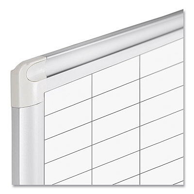 MasterVision Gridded Magnetic Steel Dry Erase Planning Board, 1 x 2 Grid, 72 x 48, White Surface, Silver Aluminum Frame (BVCMA2792830)