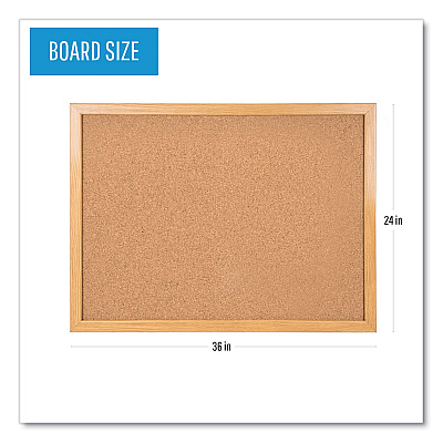 MasterVision Value Cork Bulletin Board with Oak Frame, 24 x 36, Brown Surface, Oak Frame (BVCMC070014231)