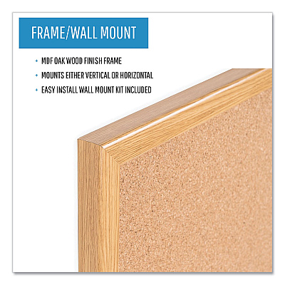 MasterVision Value Cork Bulletin Board with Oak Frame, 24 x 36, Brown Surface, Oak Frame (BVCMC070014231)