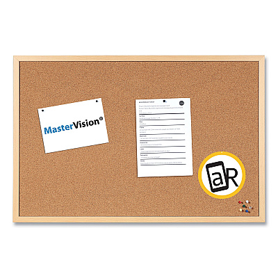 MasterVision Value Cork Bulletin Board with Oak Frame, 24 x 36, Brown Surface, Oak Frame (BVCMC070014231)