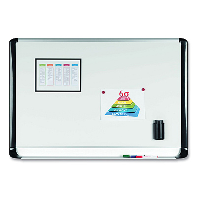 MasterVision Gold Ultra Magnetic Dry Erase Boards, 48 x 36, White Surface, Black Aluminum Frame (BVCMVI050201)