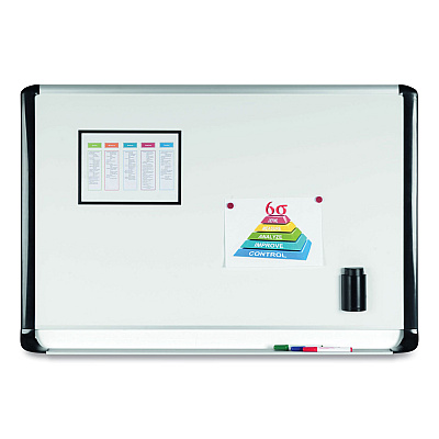 MasterVision Gold Ultra Magnetic Dry Erase Boards, 72 x 48, White Surface, Black Aluminum Frame (BVCMVI270201)