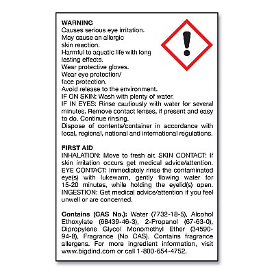 Big D Industries Water-Soluble Deodorant, Lemon Scent, 1 gal Bottle, 4/Carton (BGD1618)