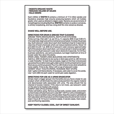 Big D Industries Enzym D Digester Deodorant, Mint, 32 Oz Bottle, 12/carton (BGD504)
