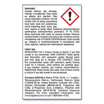 Big D Industries Enzym D Digester Liquid Deodorant, Lemon, 32 oz Bottle, 12/Carton (BGD500)