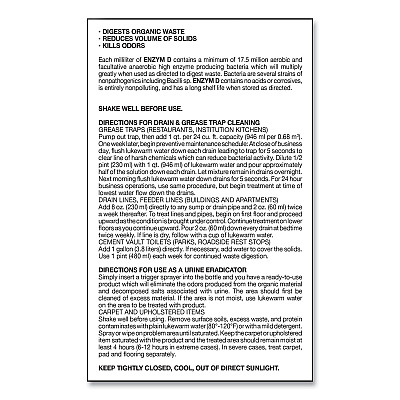 Big D Industries Enzym D Digester Liquid Deodorant, Lemon, 32 oz Bottle, 12/Carton (BGD500)