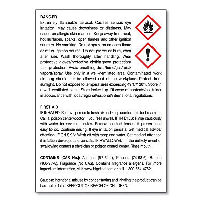 Big D Industries Metered Concentrated Room Deodorant, Lemon Scent, 7 oz Aerosol Spray, 12/Carton (BGD451)