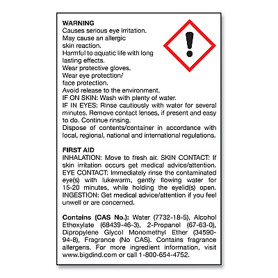 Big D Industries Water-Soluble Deodorant, Mountain Air, 32 oz Bottle, 12/Carton (BGD358)