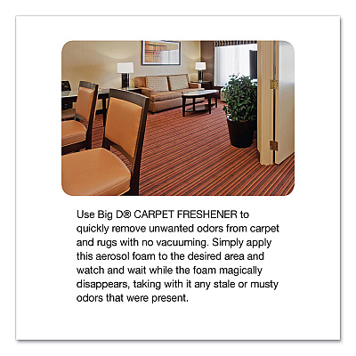 Big D Industries No-Vacuum Carpet Freshener, Fresh Scent, 14 oz Aerosol Spray, 12/Carton (BGD241)