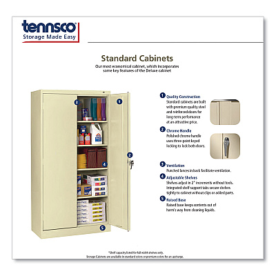 Tennsco 72" High Standard Cabinet (Assembled), 30w x 15d x 72h, Putty (TNN7215CPY)