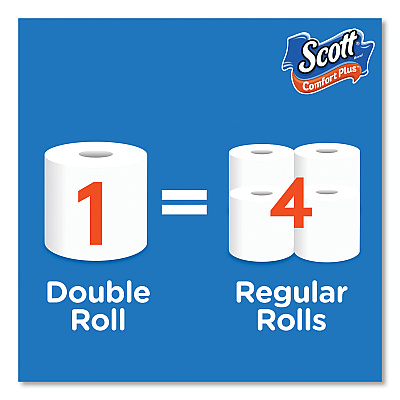 Scott ComfortPlus Toilet Paper, Mega Roll, Septic Safe, 1-Ply, White, 425 Sheets/Roll, 12 Rolls/Pack (KCC54245)