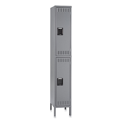 Tennsco Double Tier Locker with Legs, Single Stack, 12w x 18d x 78h, Medium Gray (TNNDTS1218361MG)