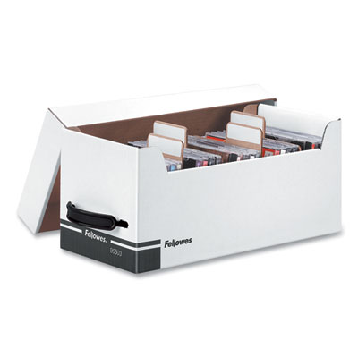 Fellowes Corrugated Media File, Holds 35 Standard Cases, White/Black (96503)
