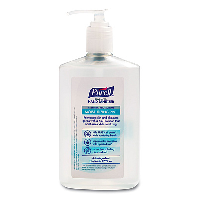 PURELL 2 in 1 Moisturizing Advanced Hand Sanitizer Gel, 12 oz Pump Bottle, Clean Scent (GOJ369812)