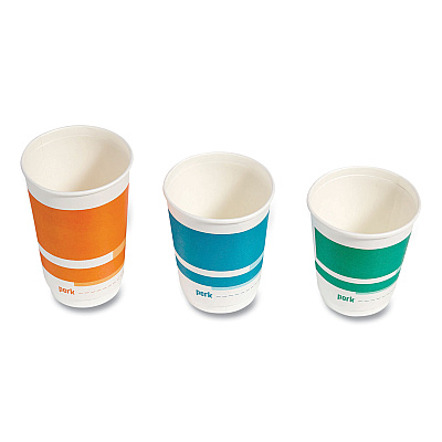 Perk Insulated Paper Hot Cups, 12 oz, White/Blue, 40/Pack (PRK59483)