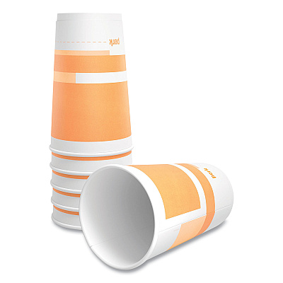 Perk Insulated Paper Hot Cups, 16 oz, White/Orange, 30/Pack (PRK59484)