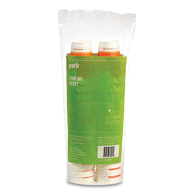 Perk Insulated Paper Hot Cups, 16 oz, White/Orange, 30/Pack (PRK59484)