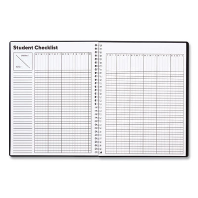 TRU RED Weekly Teacher Planner, Two-Page Spread (Nine Classes), 11 x 8.5, Black Cover (TUD5949821)
