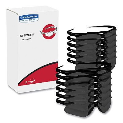 KleenGuard V60 Nemesis Rx Reader Safety Glasses, Black Frame, Smoke Lens, +2.5 Diopter Strength, 6/Box (KCC22519)