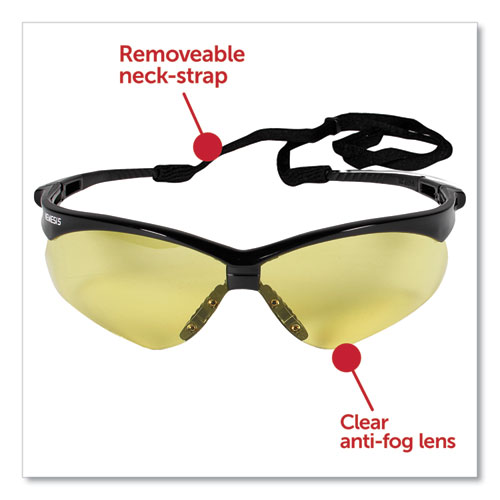 KleenGuard Nemesis Safety Glasses, Black Frame, Amber Lens, 12/Box (22476)