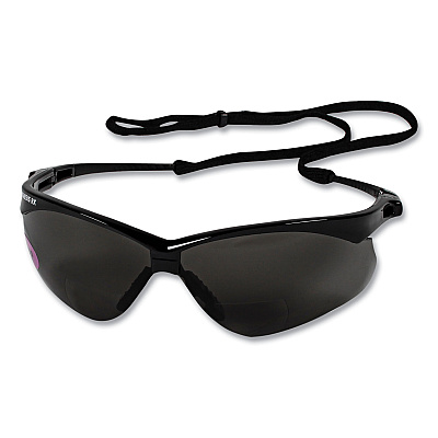 KleenGuard V60 Nemesis Rx Reader Safety Glasses, Black Frame, Smoke Lens, +2.5 Diopter Strength, 6/Box (KCC22519)