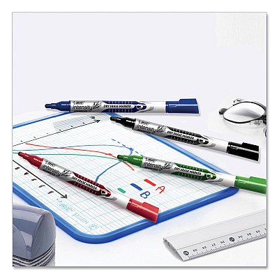 BIC Intensity Advanced Dry Erase Marker, Medium Bullet Tip, Assorted Colors, 4/Pack (GELIPP41AST)