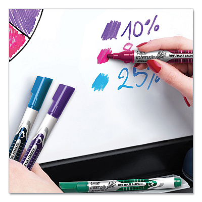 BIC Intensity Advanced Dry Erase Marker, Medium Bullet Tip, Assorted Colors, 4/Pack (GELIPP41AST)