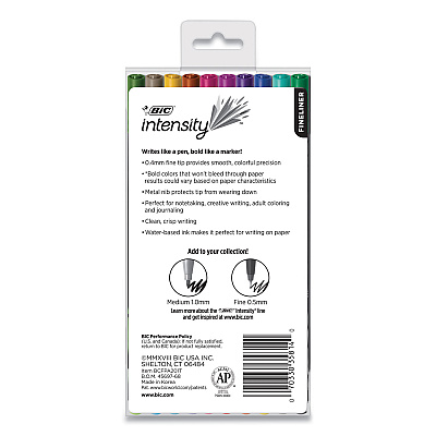 BIC Intensity Porous Point Pen, Stick, Fine 0.4 mm, Assorted Ink and Barrel Colors, 20/Pack (BICBCFPA201AST)