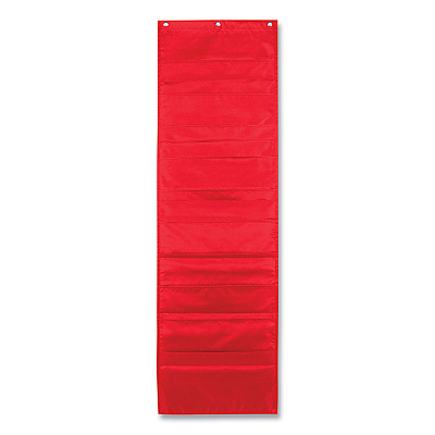 Carson-Dellosa Education Storage Pocket Chart, 10 Pockets, Hanger Grommets, 14 x 47, Red (CDPCD5653)