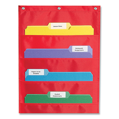 Carson-Dellosa Education Storage Pocket Chart, 10 Pockets, Hanger Grommets, 14 x 47, Red (CDPCD5653)