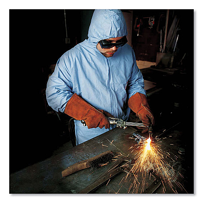KleenGuard A65 Zipper Front Flame-Resistant Hooded Coveralls, Elastic Wrist and Ankles, X-Large, Blue, 25/Carton (KCC45324)