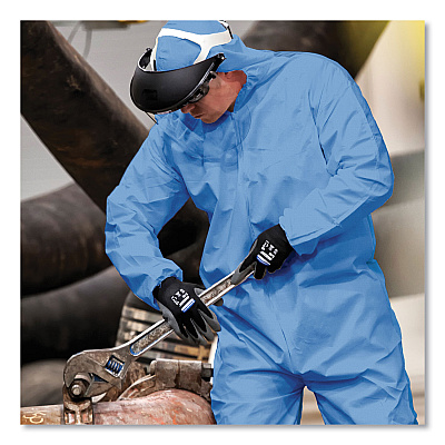 KleenGuard A65 Zipper Front Flame-Resistant Hooded Coveralls, Elastic Wrist and Ankles, X-Large, Blue, 25/Carton (KCC45324)