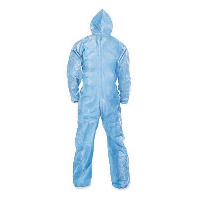 KleenGuard A65 Zipper Front Flame-Resistant Hooded Coveralls, Elastic Wrist and Ankles, X-Large, Blue, 25/Carton (KCC45324)
