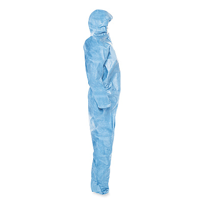 KleenGuard A65 Zipper Front Flame-Resistant Hooded Coveralls, Elastic Wrist and Ankles, X-Large, Blue, 25/Carton (KCC45324)