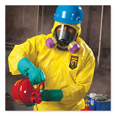 KleenGuard A70 Chemical Spray Protection Coveralls, Hooded, Storm Flap, Large, Yellow, 12/Carton (KCC09813)