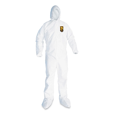 KleenGuard A20 Breathable Particle Protection Coveralls, Elastic Back, Hood and Boots, 4X-Large, White, 20/Carton (KCC49127)