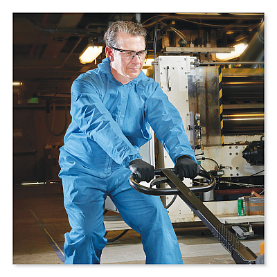 KleenGuard A65 Zipper Front Flame-Resistant Hooded Coveralls, Elastic Wrist and Ankles, X-Large, Blue, 25/Carton (KCC45324)