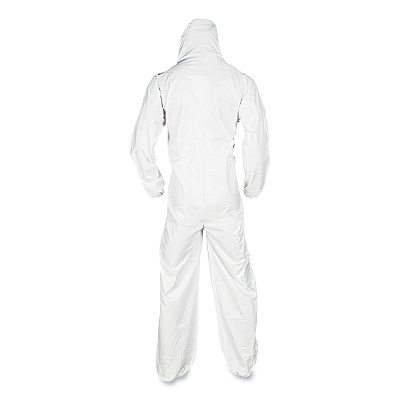 KleenGuard A20 Breathable Particle Protection Coveralls, Elastic Back, Hood and Boots, Large, White, 24/Carton (KCC49123)