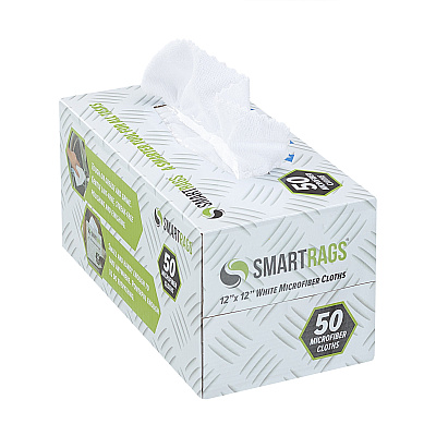 Smart Rags Microfiber Cloths 12x12 White, Pack Of 50 (M950W-INNERBX)