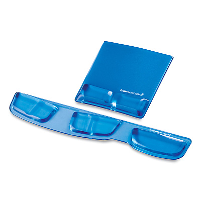 Fellowes Gel Wrist Support with Attached Mouse Pad, 8.25 x 9.87, Blue (FEL9182201)