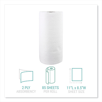 Windsoft Kitchen Roll Towels, 2-Ply, 11 x 8.5, White, 85/Roll, 30 Rolls/Carton (WIN122085CTB)