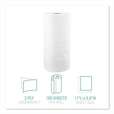 Windsoft Kitchen Roll Towels, 2-Ply, 11 x 8.8, White, 100/Roll, 30 Rolls/Carton (WIN1220CT)
